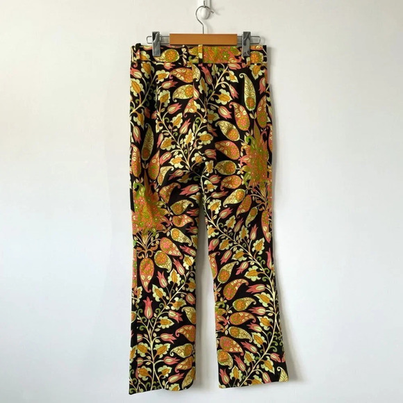 Zara Printed Flared Pants Trousers Groovy Floral 70's Pattern Sz Small - Picture 10 of 16